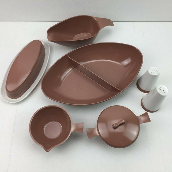 Vintage Marcrest Melmac Melamine Brown Lot Serving - Picture 1 of 12